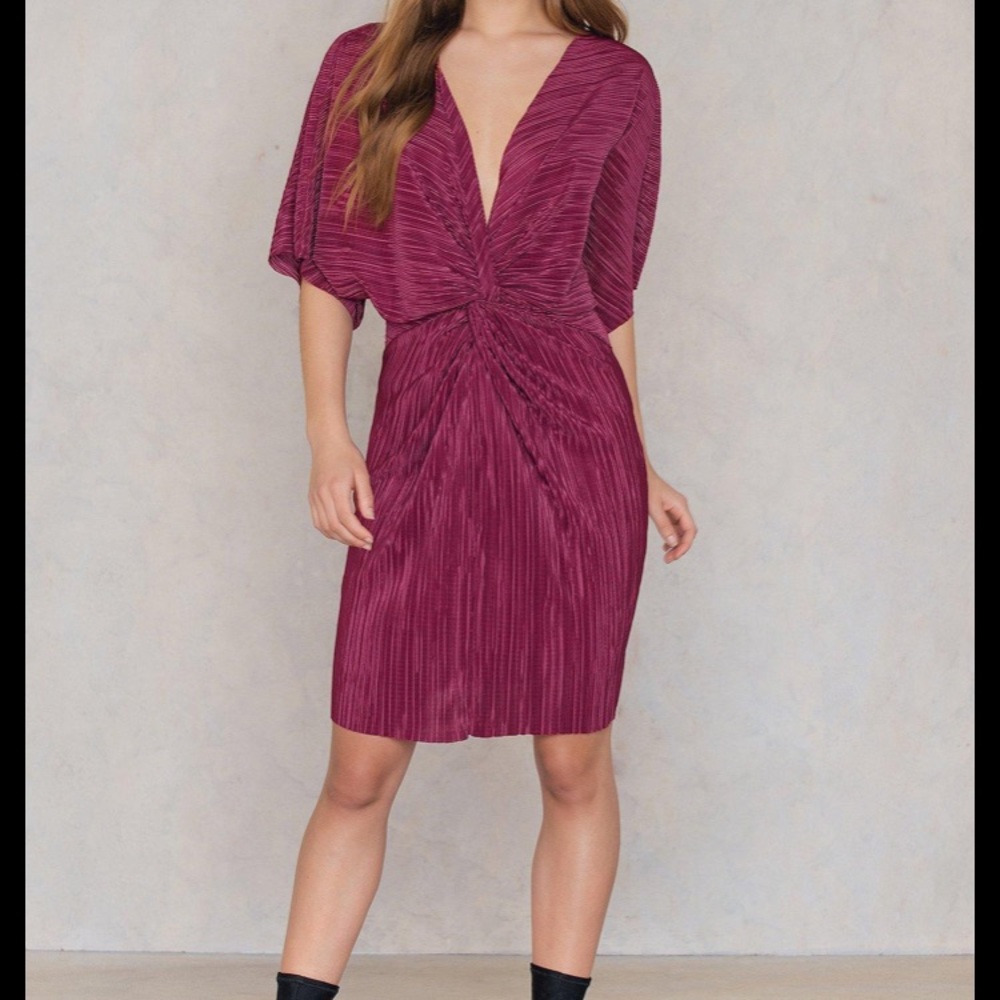 Pleated knot front dress